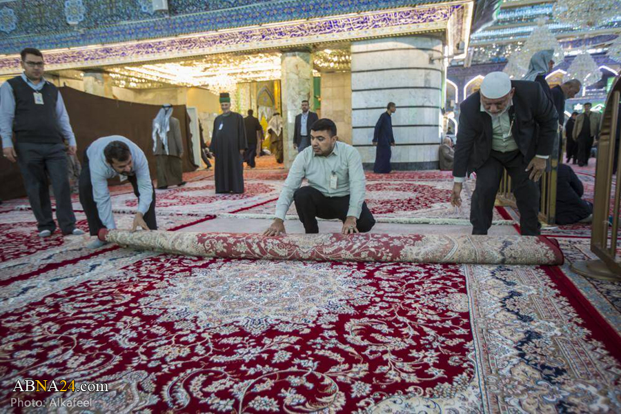 مفروش شدن حرم حضرت عباس(ع) با فرش‌های جدید 