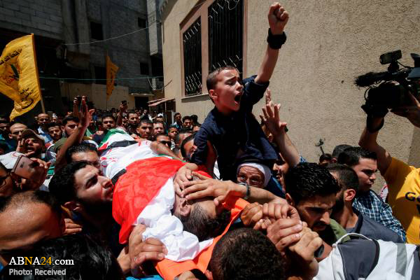 تشییع پیکر امدادگر فلسطینی در غزه
