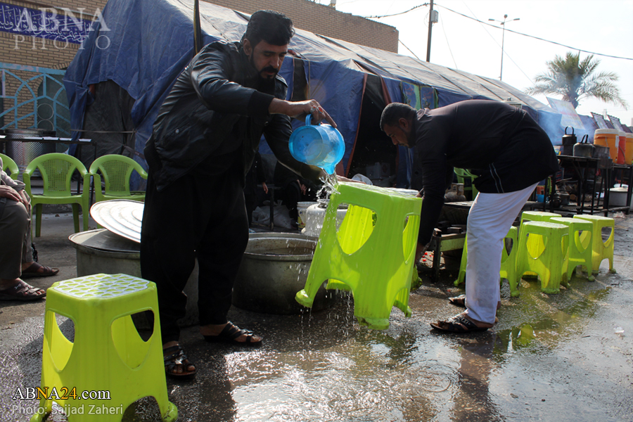 گزارش تصویری/ موکب های پذیرایی از زوار امیرالمؤمنین(ع) در شهر کوفه