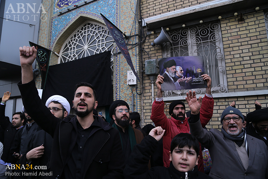 تظاهرات خودجوش ضد آمریکایی مردم قم در پی اعلام خبر شهادت سردار سلیمانی