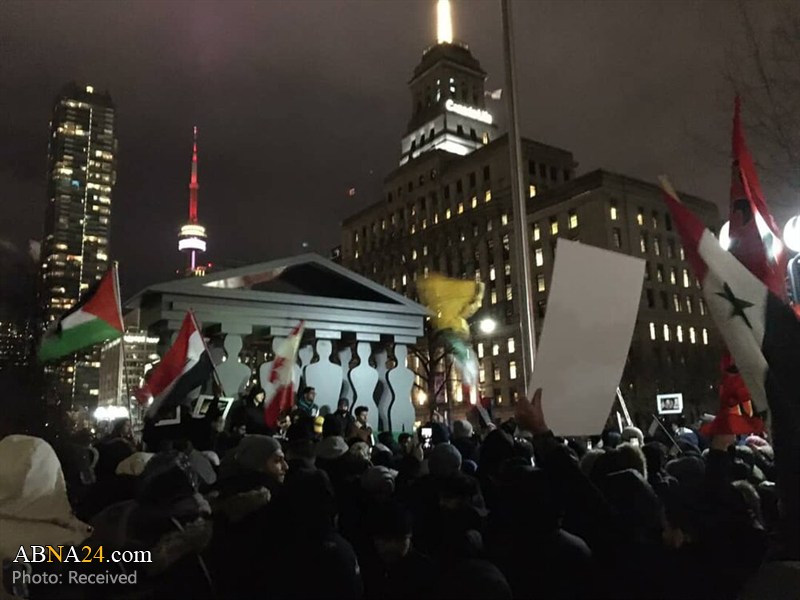 تجمع مقابل کنسولگری آمریکا در تورنتو در محکومیت شهادت سردار سلیمانی

