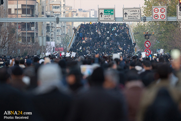 حشود مليونية في طهران تشارك في تشييع الشهيدين "الحاج قاسم سليماني و ابومهدي المهندس"