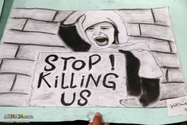 نمایشگاه ضد جنگ دانش آموزان یمنی