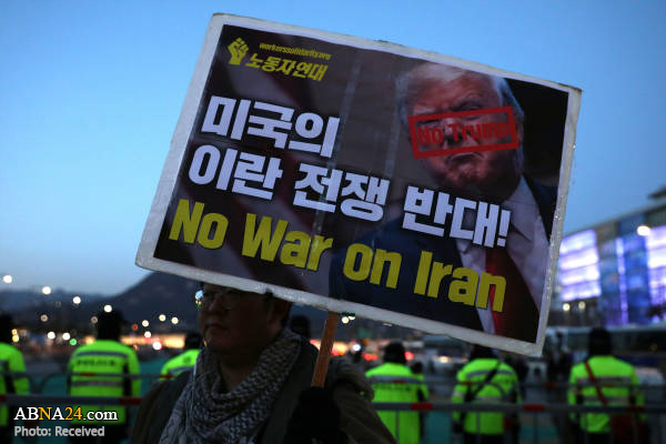 تظاهرات ضد آمریکایی در کره جنوبی و نه به جنگ با ایران