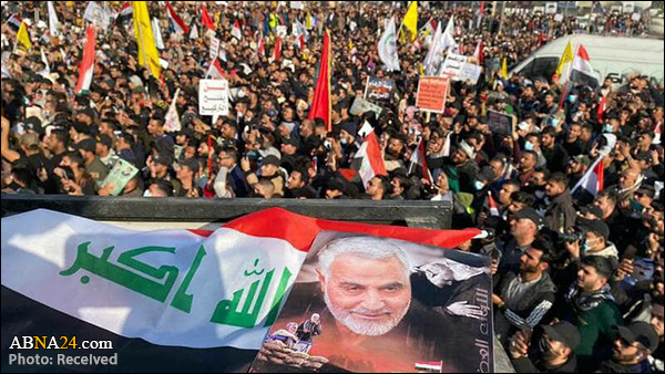 گزارش تصویری/ تظاهرات میلیونی عراقی‌ها در سالگرد شهادت سردار سلیمانی و ابومهدی المهندس (2)
