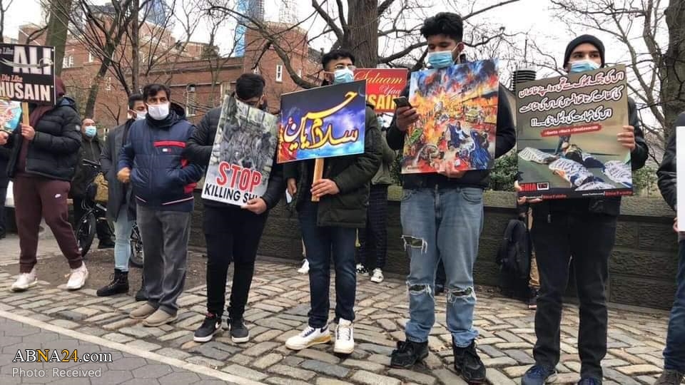 تجمع مقابل کنسولگری پاکستان در نیویورک در اعتراض به کشتار شیعیان