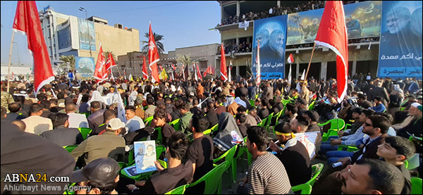 گزارش تصویری/ حضور گسترده مردم بصره در مراسم سالگرد شهادت سردار سلیمانی و ابو مهدی المهندس