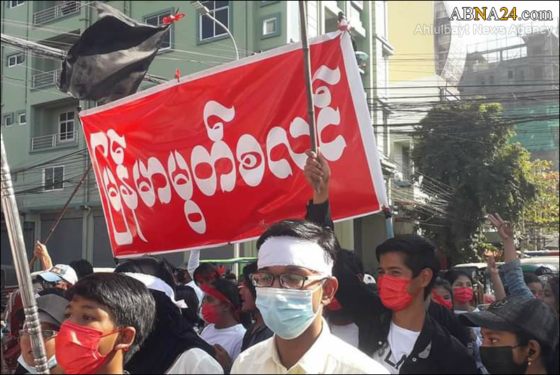 گزارش تصویری/ اعتراض شیعیان میانمار شهر ماندالی به کودتای نظامی