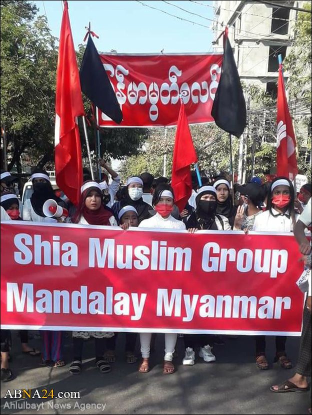 گزارش تصویری/ اعتراض شیعیان میانمار شهر ماندالی به کودتای نظامی