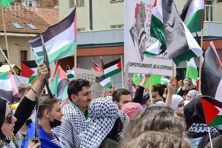 گزارش تصویری/ گردهمایی باشکوه حمایت از مردم مظلوم فلسطین در پایتخت بوسنی