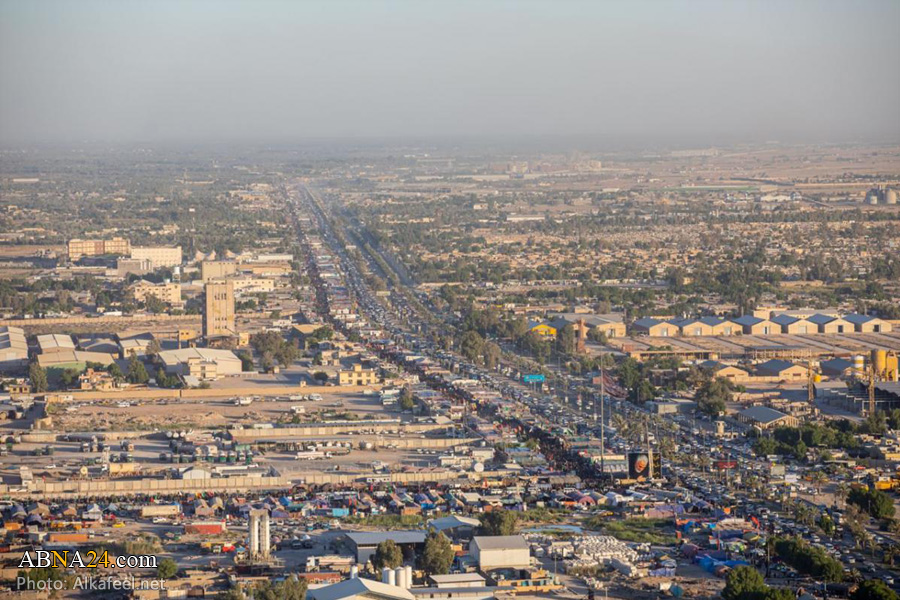 عکس خبری/ تصاویر هوایی از مسیر پیاده روی اربعین به سمت حرم امام حسین(ع)