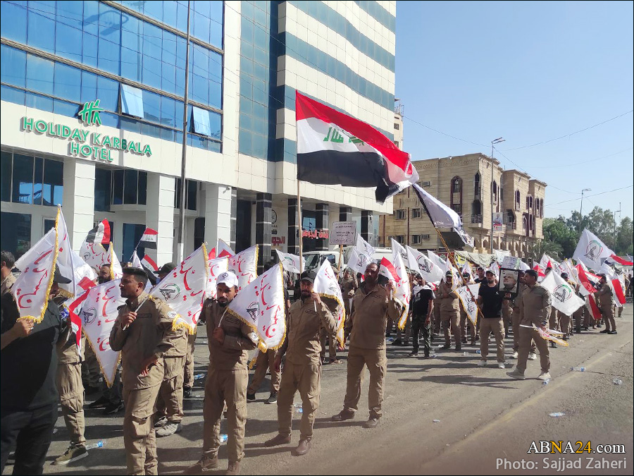 گزارش تصویری/ دسته شکرگزاری رزمندگان الحشد الشعبی پس از زیارت اربعین 