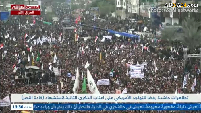 گزارش تصویری/ تظاهرات بزرگ مردم عراق در دومین سالگرد شهادت ابومهدی المهندس و حاج قاسم سلیمانی - ۳ 
