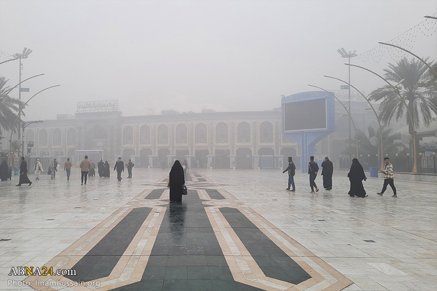 عکس خبری/ تصاویری از بین الحرمین کربلای معلی در یک روز مه آلود 